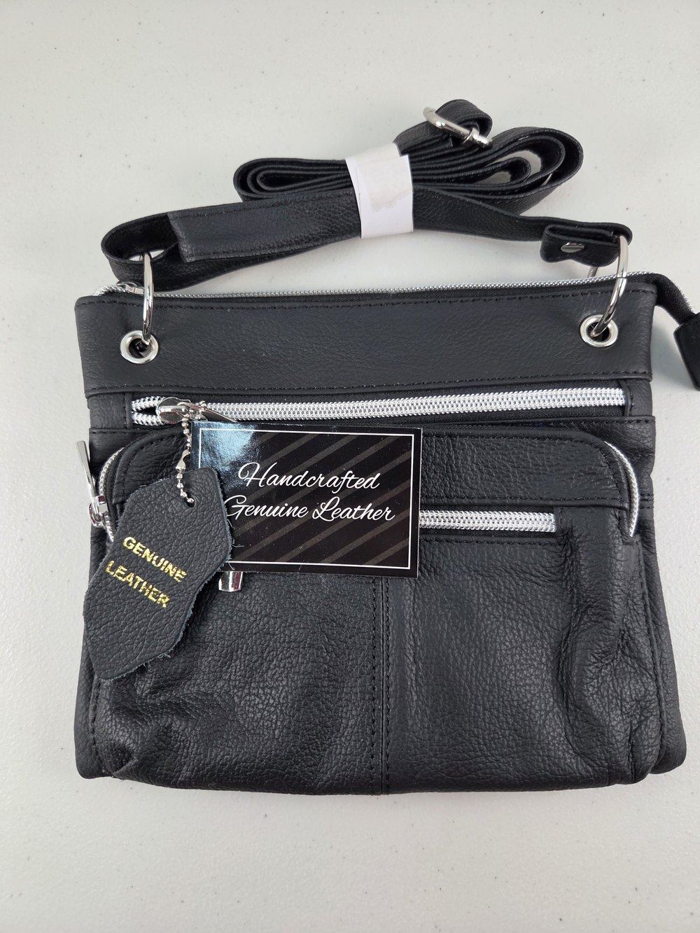 Handcrafted Genuine Leather Black Crossbody Bag